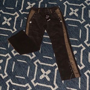 Unique cropped studded brown pants